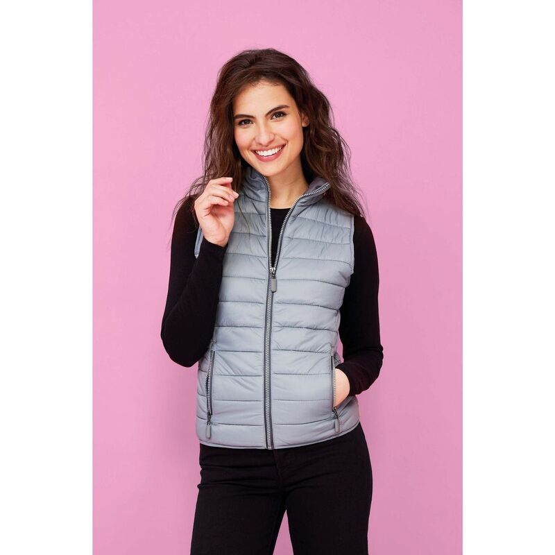 ソルズ レディース アウター 上衣・上衣 ジレ SOLS Womens/Ladies Wave Padded Waterepellent Bodywarmer/Gilet Metal Grey 薄墨色