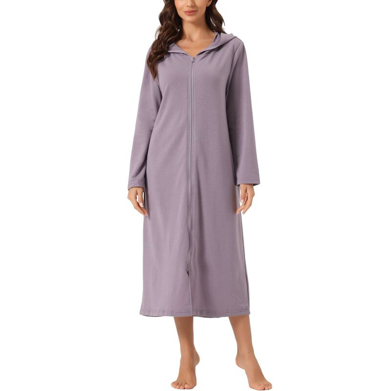 cheibear レディース アンダーお召しもの ナイト爵お召しもの プルオーバー パーカー cheibear Womens Hoodie Zip Up Closure Pajama Nightshirt Long Sleeve Robe Loungewear Purple パープル
