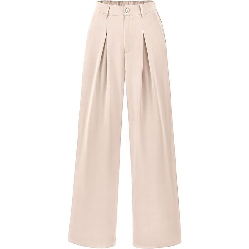 せつ然たる御花 レディース ボトムス 心地よいズボン下 ワイドレッグ ClearFlower Women\u0027s Wide Leg Dress Pants Elastic Waistrousers with Side Pockets Apricot 杏
