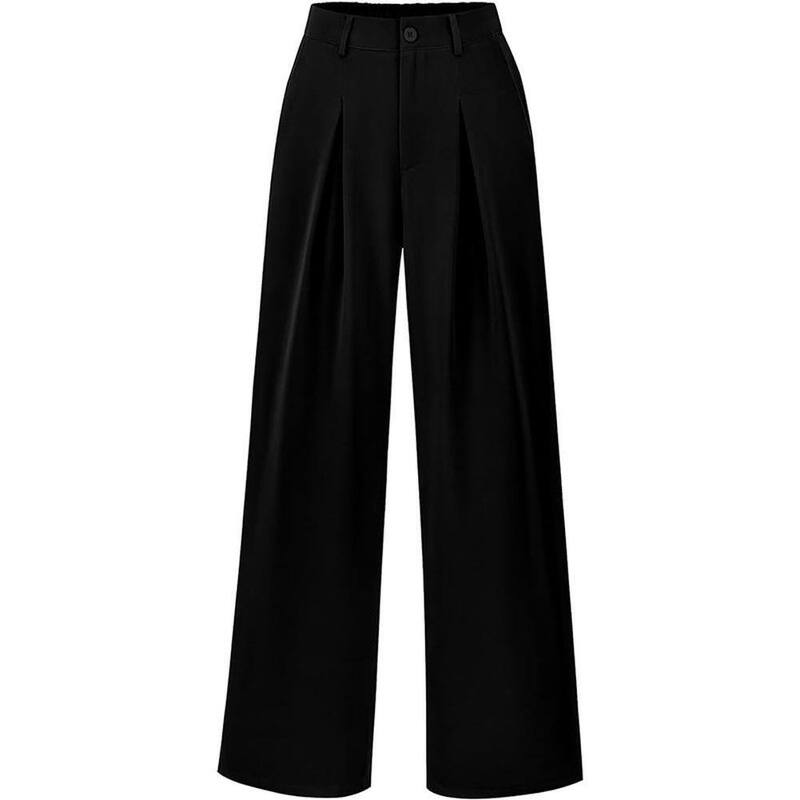 せつ然たる御花 レディース ボトムス 心地よいズボン下 ワイドレッグ ClearFlower Women\u0027s Wide Leg Dress Pants Elastic Waistrousers with Side Pockets Black 黒いこと