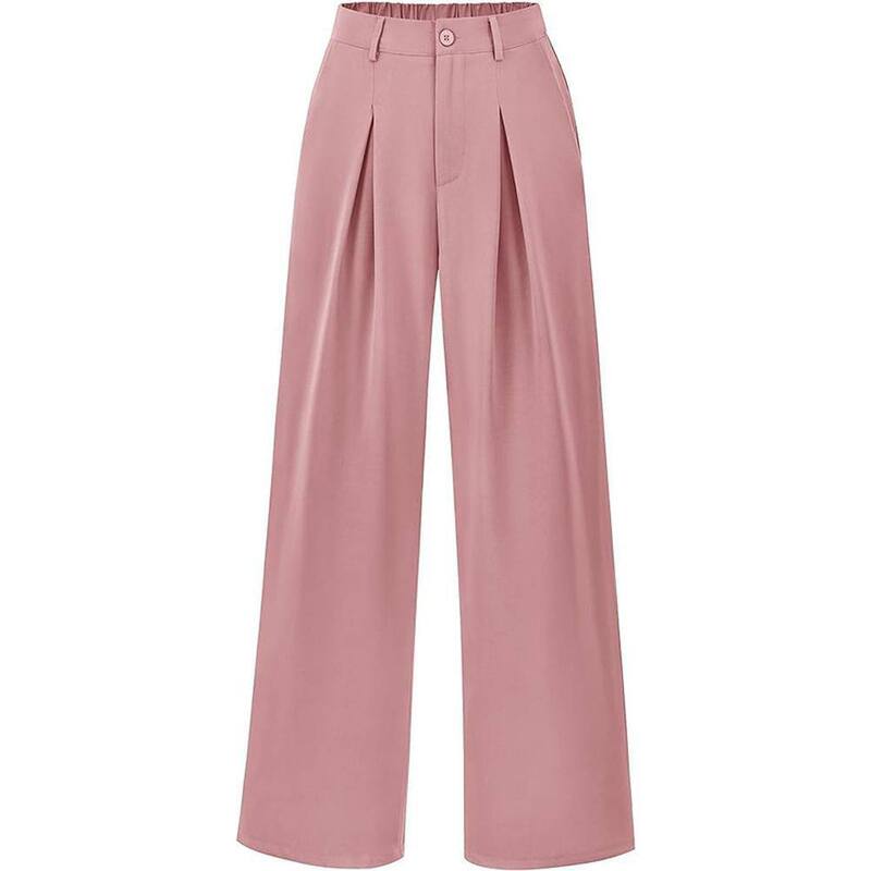 せつ然たる御花 レディース ボトムス 心地よいズボン下 ワイドレッグ ClearFlower Women\u0027s Wide Leg Dress Pants Elastic Waistrousers with Side Pockets Pink サクラ色