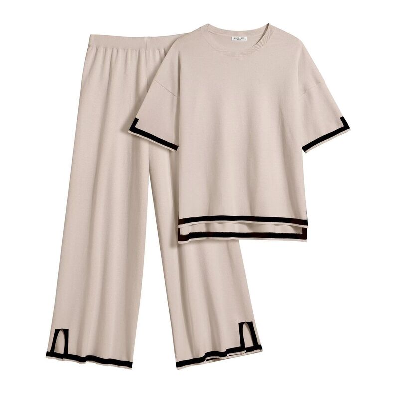 エコアー レディース アンダーお召しもの ナイト爵お召しもの ワイドレッグ スウェーター Ekouaer Lounge Set for Women Travel Outfits 2 Piece Setshort Sleeve Sweater Top Wide Leg Long Moon Gray 薄墨色