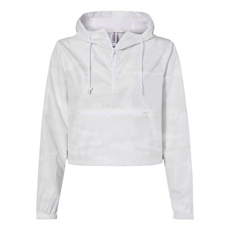 独立トレーディング レディース アウター 上衣・上衣 Independentrading Co. Women ? s Lightweight Quarter-zipullover Crop Windbreaker White Camo 白いこと