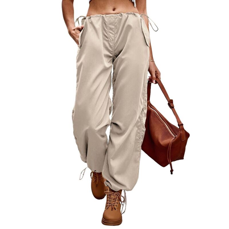 せつ然たる御花 レディース ボトムス 心地よいズボン下 カーゴパンツ ClearFlower Womens Loose Fit Drawstring Elastic Waist Cargo Pants Casual Trousers Khaki カーキ