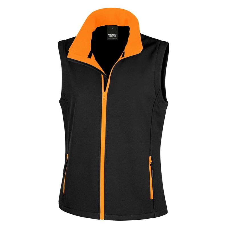 リザルト レディース アウター 上衣・上衣 Result Womens/Ladiesoftshell Body Warmer Black And Orange 黒いこと