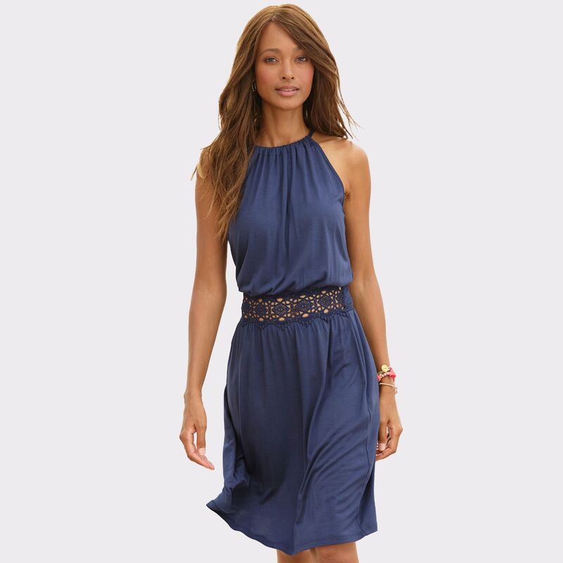ラスカーナ レディース トップス ワンピース Lascana Women's Crochet Detail Dress Navy ネイビー｜ReVida 店