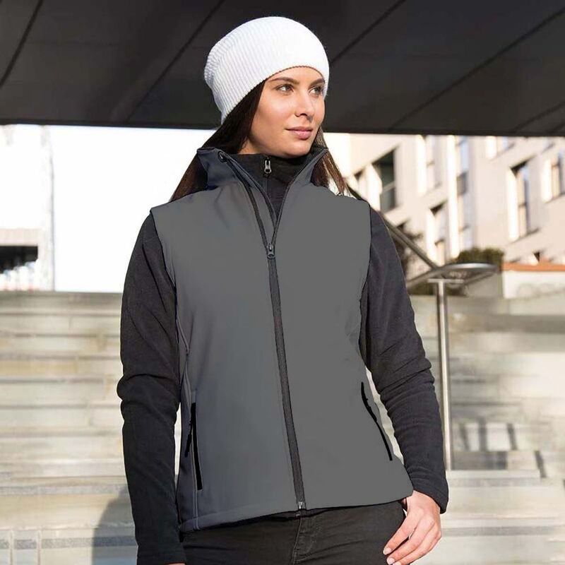 リザルト レディース アウター 上衣・上衣 刷り上げる Result Core Womens/Ladies Printable Softshell Bodywarmer Charcoal And Black 黒いこと