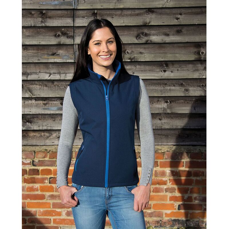 リザルト レディース アウター 上衣・上衣 刷り上げる Result Core Womens/Ladies Printable Softshell Bodywarmer Navy And Royal 米国海軍