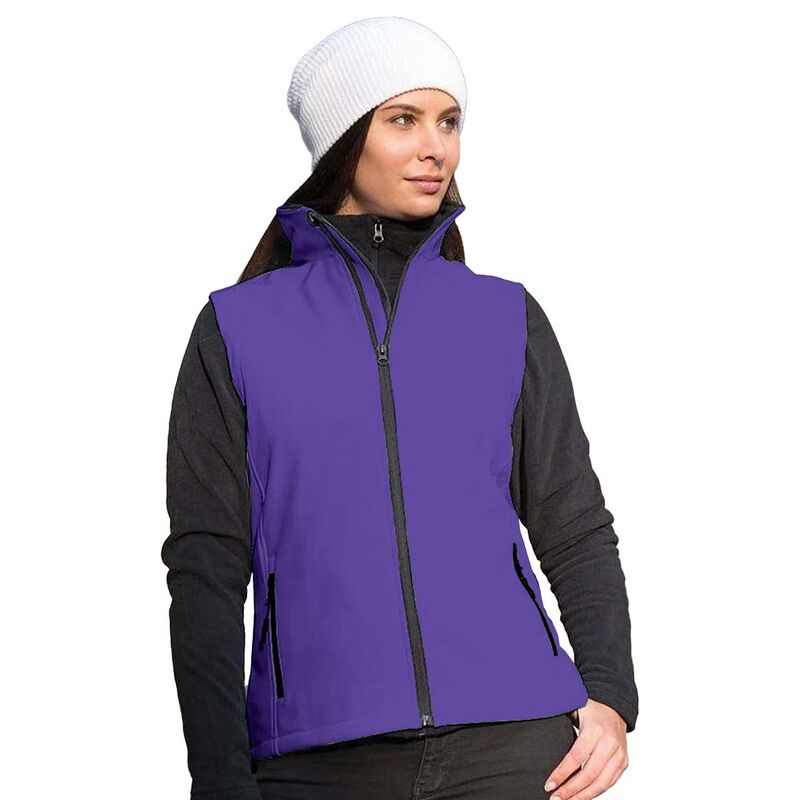 リザルト レディース アウター 上衣・上衣 刷り上げる Result Core Womens/Ladies Printable Softshell Bodywarmer Purple And Black 黒いこと
