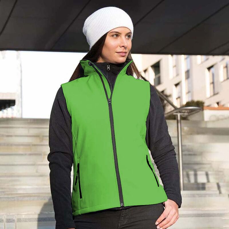 リザルト レディース アウター 上衣・上衣 刷り上げる Result Core Womens/Ladies Printable Softshell Bodywarmer Vivid Green 緑であること