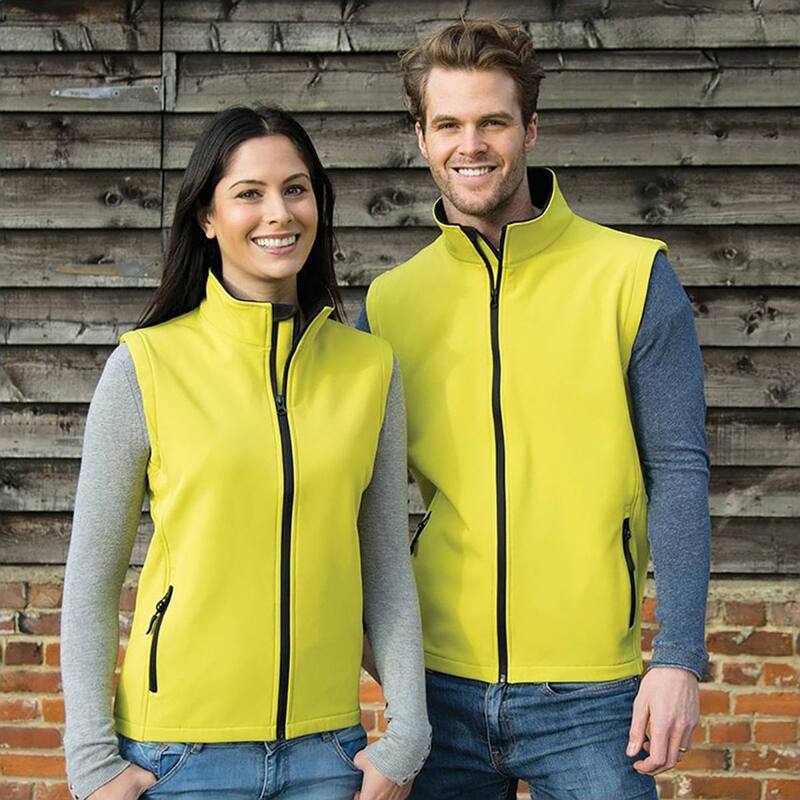 リザルト レディース アウター 上衣・上衣 刷り上げる Result Core Womens/Ladies Printable Softshell Bodywarmer Yellow And Black 黒いこと