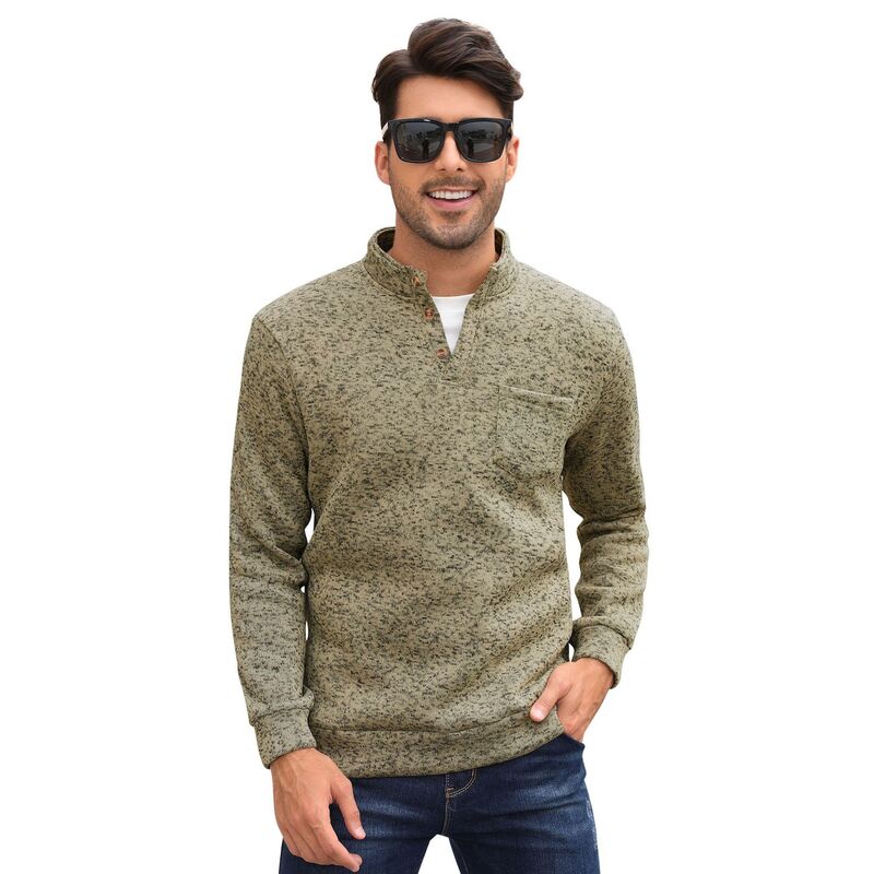 セオリア レディース トップス Tシャツ ヘンリーネック スウェット ニット フリース Seoria Men's Knit Fleeced Sweatshirts Henley Neck Tops Winter Thermal Sweat Shirts Button Mens Pullovers Brown ブラウン｜ReVida 店