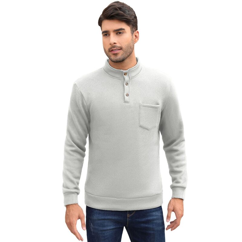 セオリア レディース トップス Tシャツ ヘンリーネック スウェット ニット フリース Seoria Men's Knit Fleeced Sweatshirts Henley Neck Tops Winter Thermal Sweat Shirts Button Mens Pullovers White ホワイト|ReVida 店