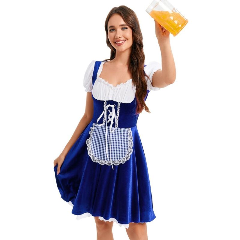 上半身大きさ レディース トップス 衣装 天鵝絨 BODDYSIZE Women\u0027s Oktoberfest Dirndl Dressquare Neck Stretch Velvet Dress Dirndl Side Zipper Beer Costume Blue 青色