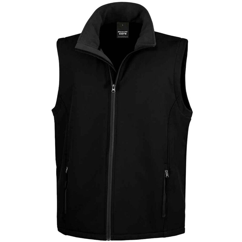 リザルト レディース アウター 上衣・上衣 刷り上げる Result Mens Core Printable Soft Shell Bodywarmer Black 黒いこと