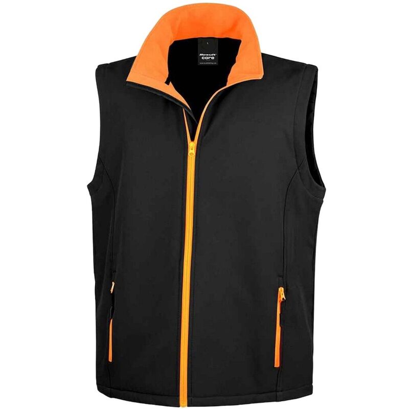 リザルト レディース アウター 上衣・上衣 刷り上げる Result Mens Core Printable Soft Shell Bodywarmer Black And Orange 黒いこと