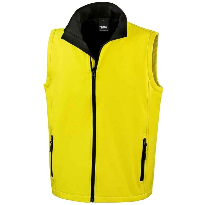 リザルト レディース アウター 上衣・上衣 刷り上げる Result Mens Core Printable Soft Shell Bodywarmer Yellow And Black 黒いこと