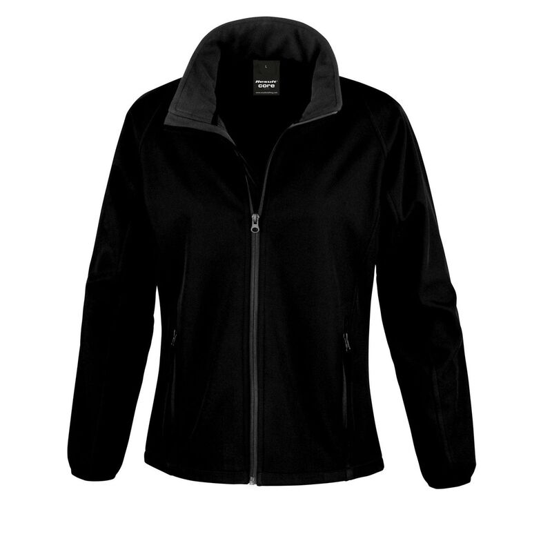リザルト レディース アウター 上衣・上衣 刷り上げる Result Core Womens/Ladies Printable Soft Shell Jacket Black And Black 黒いこと