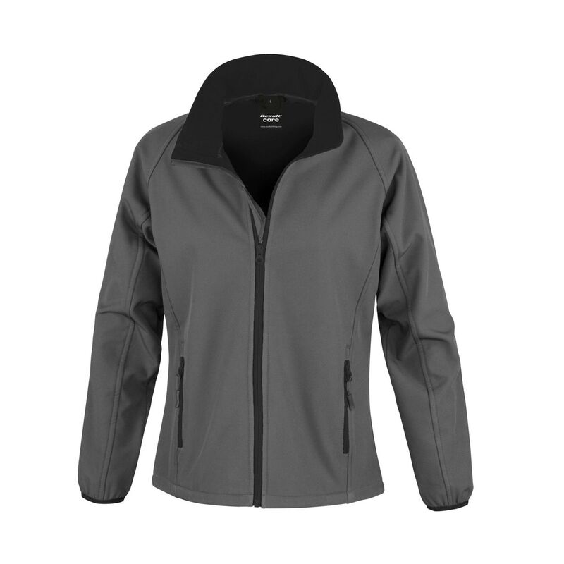 リザルト レディース アウター 上衣・上衣 刷り上げる Result Core Womens/Ladies Printable Soft Shell Jacket Charcoal And Black 黒いこと