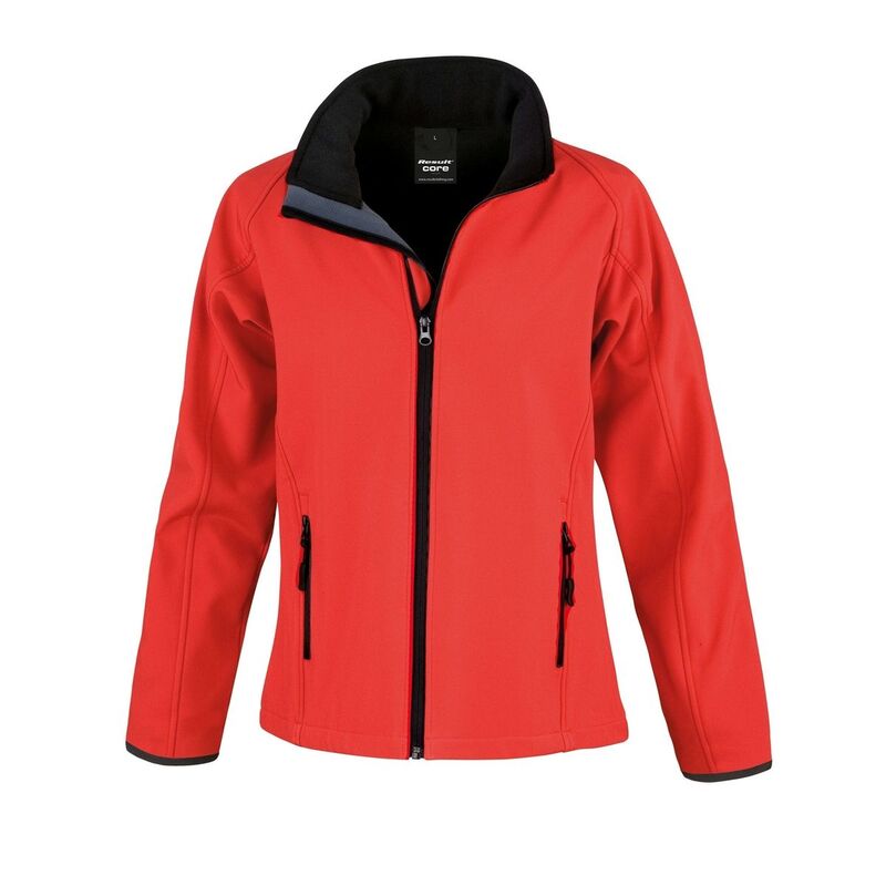 リザルト レディース アウター 上衣・上衣 刷り上げる Result Core Womens/Ladies Printable Soft Shell Jacket Red And Black 黒いこと