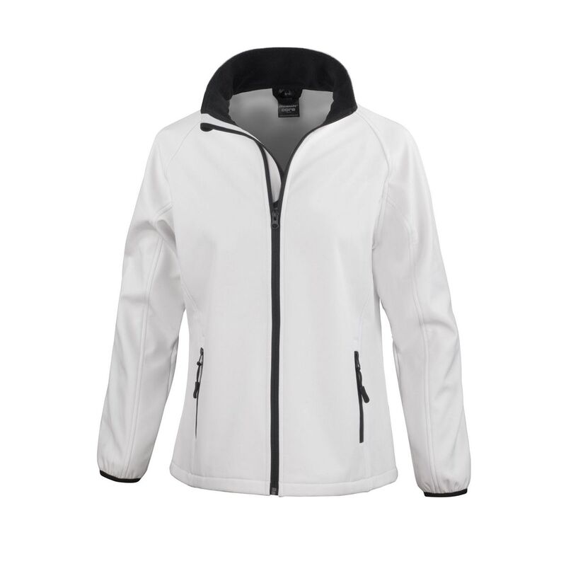 リザルト レディース アウター 上衣・上衣 刷り上げる Result Core Womens/Ladies Printable Soft Shell Jacket White And Black 白いこと