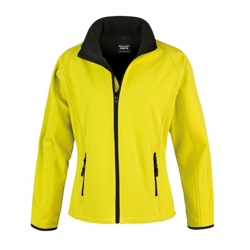 リザルト レディース アウター 上衣・上衣 刷り上げる Result Core Womens/Ladies Printable Soft Shell Jacket Yellow And Black 黒いこと