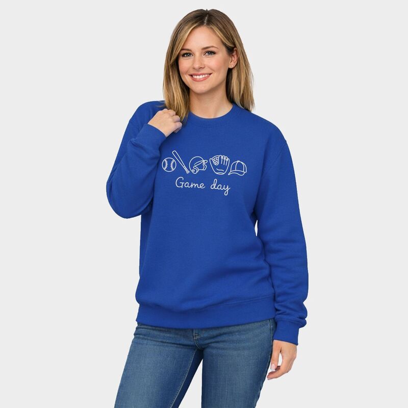 Simply Sage Market レディース トップス プルオーバー 汗水 刺しゅう グラフィック Simply Sage Market Embroidered Baseball Game Day Icons - Women\u0027s Graphic Sweatshirt Royal