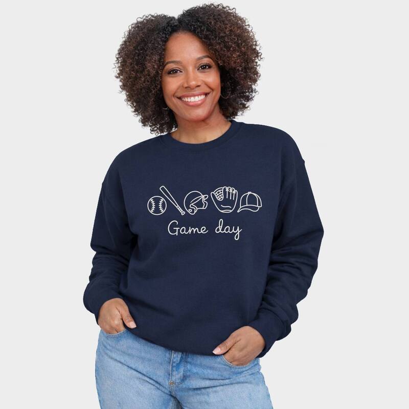 Simply Sage Market レディース トップス プルオーバー 汗水 刺しゅう グラフィック Simply Sage Market Embroidered Baseball Game Day Icons - Women\u0027s Graphic Sweatshirtrue Navy 米国海軍