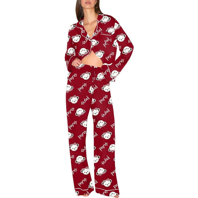 エコアー レディース アンダーお召しもの ナイト爵お召しもの 名取り草落ちこむ Ekouaer Pajamas Women\u0027s Long Sleeve Sleepwear Soft Button Down Loungewear Pjs Lounge Set Nightwear Teddy Wine ぶどう酒