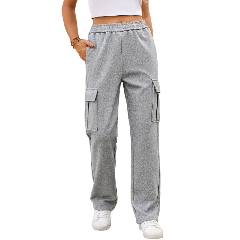 イエスファッション レディース ボトムス カジュアルパンツ ワイドレッグ ジョガーパンツ Yesfashion Women's Cargo Elastic Waist Casual Wide Leg Joggers with Pockets Gray グレー｜ReVida 店
