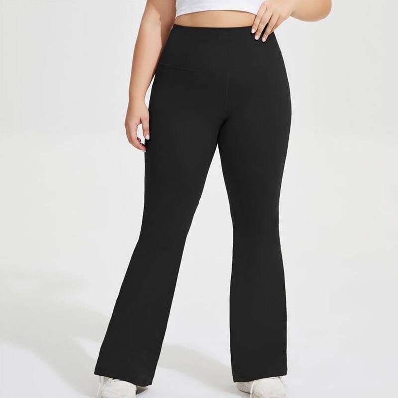 アンナカシ レディース ボトムス カジュアルパンツ ハイウエスト プラスサイズ レギンス Anna-Kaci Women's Plusize High Waist Flare Leggings with Wide Waistband Stretch Fit Black ブラック｜ReVida 店