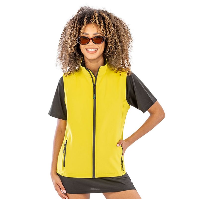 リザルト レディース アウター ジャケット・ブルゾン プリント Result Womens/Ladies Core Printable Soft Shell Bodywarmer Yellow And Black ブラック｜ReVida 店