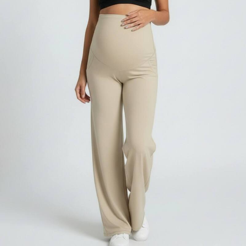 アンナカシ レディース ボトムス カジュアルパンツ ワイドレッグ ハイウエスト マタニティ Anna-Kaci Women's High Waist Maternity Wide Leg Pants with Over Belly Panel Soft Stretch Lounge Pants Light Beige ベージュ｜ReVida 店