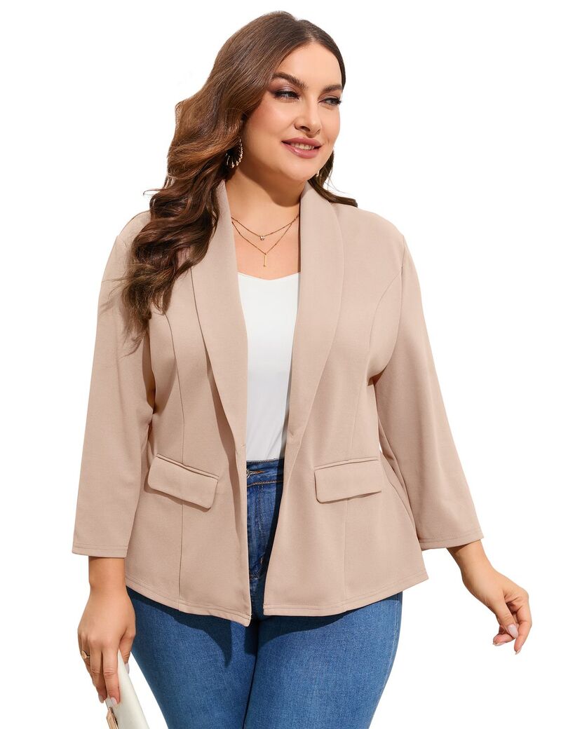 クリアラブ レディース アウター ジャケット・ブルゾン フリル裾 プラスサイズ フリル ブレザー Clearlove Women &rsquo; s Plusize One Button Blazer Jacket Ruffle Hem Tailored Work Blazer Apricot アプリコット｜ReVida 店 11,346円