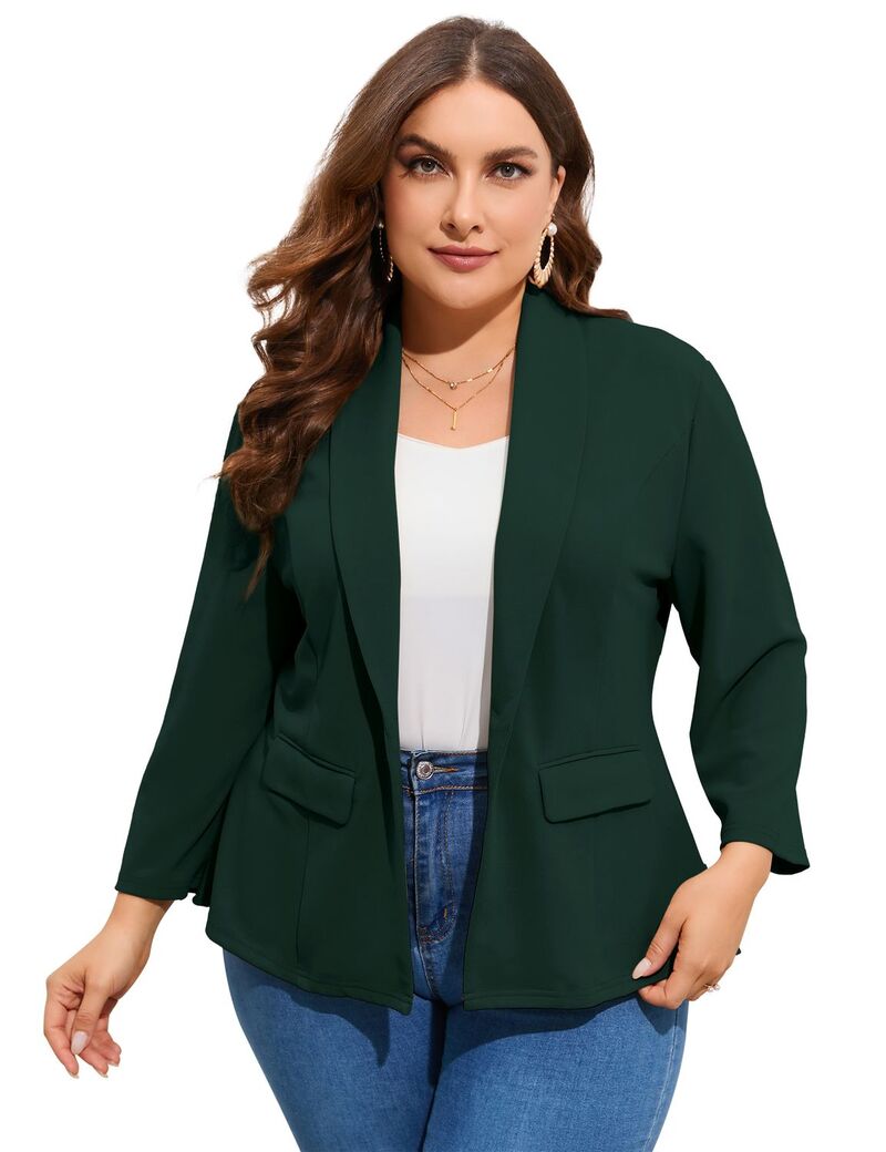 クリアラブ レディース アウター ジャケット・ブルゾン フリル裾 プラスサイズ フリル ブレザー Clearlove Women &rsquo; s Plusize One Button Blazer Jacket Ruffle Hem Tailored Work Blazer Dark Green グリーン｜ReVida 店 11,186円