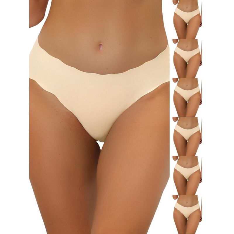 インスパイア 今めかしい レディース アンダーお召しもの ズボン下 INSPIRE CHIC 7 Packs Traceless Panties for Womeno Show Stretch Solid Underwear Invisible Brief Beige ベージュ