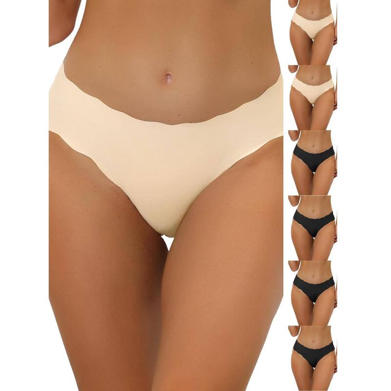 インスパイア 今めかしい レディース アンダーお召しもの ズボン下 INSPIRE CHIC 7 Packs Traceless Panties for Womeno Show Stretch Solid Underwear Invisible Brief Black Beige 黒いこと
