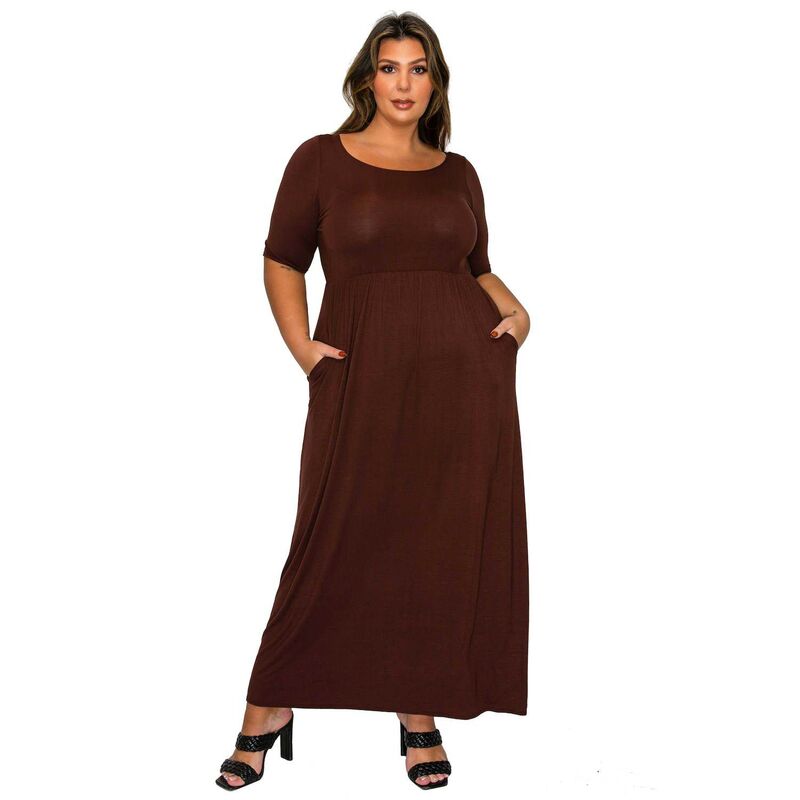 リブド レディース トップス ワンピース プラスサイズ マキシ L I V D Plusizeva Pocket Maxi Dress Brown ブラウン|ReVida 店