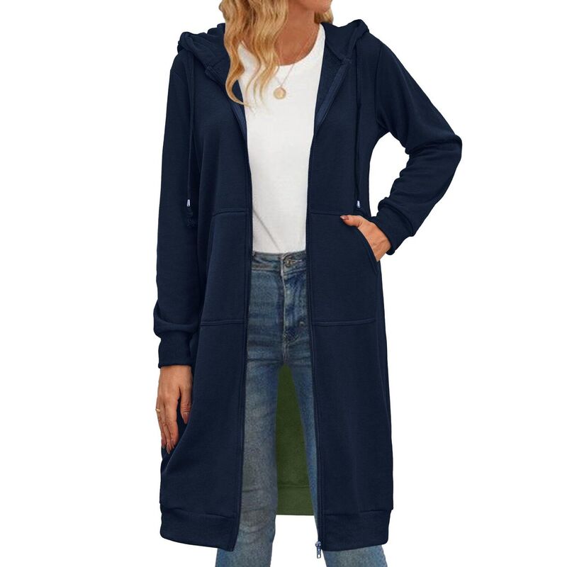 ジーグー レディース アウター ジャケット・ブルゾン スウェット シャツ フリース パーカー Zeagoo Women's Oversized Fleece Zip Up Hoodie Long Tunic Sweatshirt Casual Jacket Navy ネイビー｜ReVida 店
