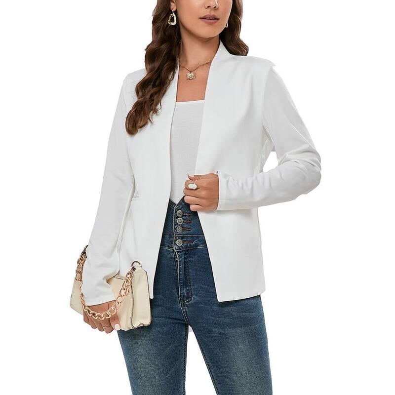 ミスキー レディース アウター ジャケット・ブルゾン ブレザー MISSKY Women's Casualoose Blazers Long Sleeve Open Front Work Office Jacket White ホワイト｜ReVida 店