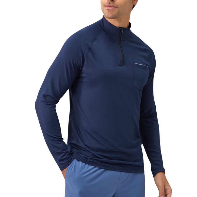 アンナカシ レディース トップス Tシャツ スリムフィット Anna-Kaci Men's Long Sleeve Quarter-Zipullover with Reflective Chest Detail and Slim Fit Designavy ネイビー｜ReVida 店