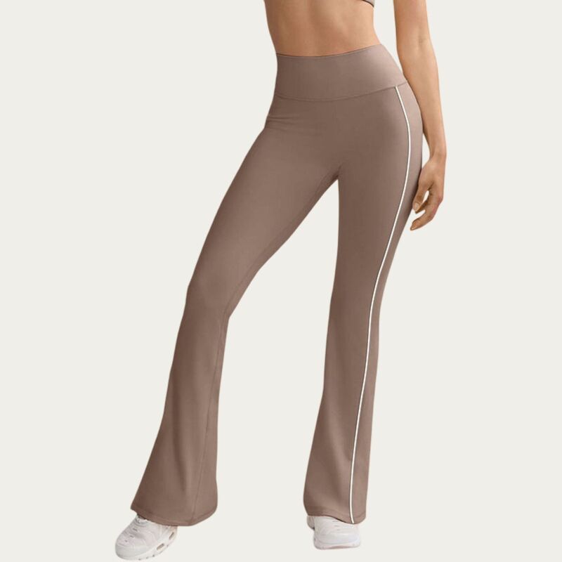 アンナカシ レディース ボトムス カジュアルパンツ ハイウエスト コントラスト レギンス Anna-Kaci Women's High Waist Flare Yoga Pants with Contrast Side Stripe Stretch Fit Athletic Workout Leggings Khaki カーキ｜ReVida 店 12,411円