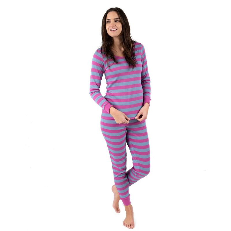 レベレット レディース アンダーウェア ナイトウェア コットン Leveret Womens Two Piece Cotton Pajamastriped Purple Denim デニム|ReVida 店