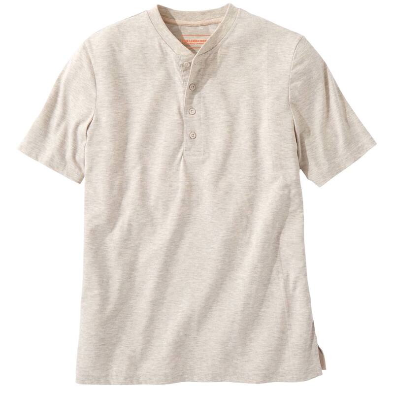 ボルダークリーク レディース トップス Tシャツ トール 半袖 Boulder Creek By Kingsize Men's Big & Tall Heavyweight Short-sleeve Henley Shirt Heather Oatmeal ヘザー｜ReVida 店 10,765円