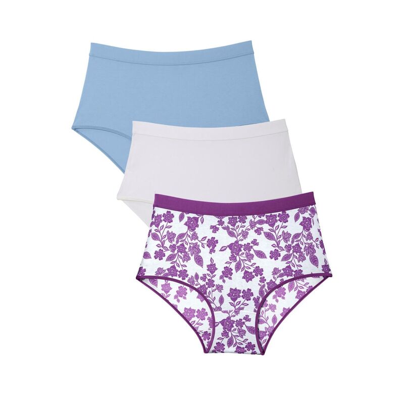 キャサリンズ レディース アンダーお召しもの ズボン下 足し加える大きさ 綿織物 Catherines Plusize Cotton/Spandex Panty 3-Pack Fresh Berry Vine Pack