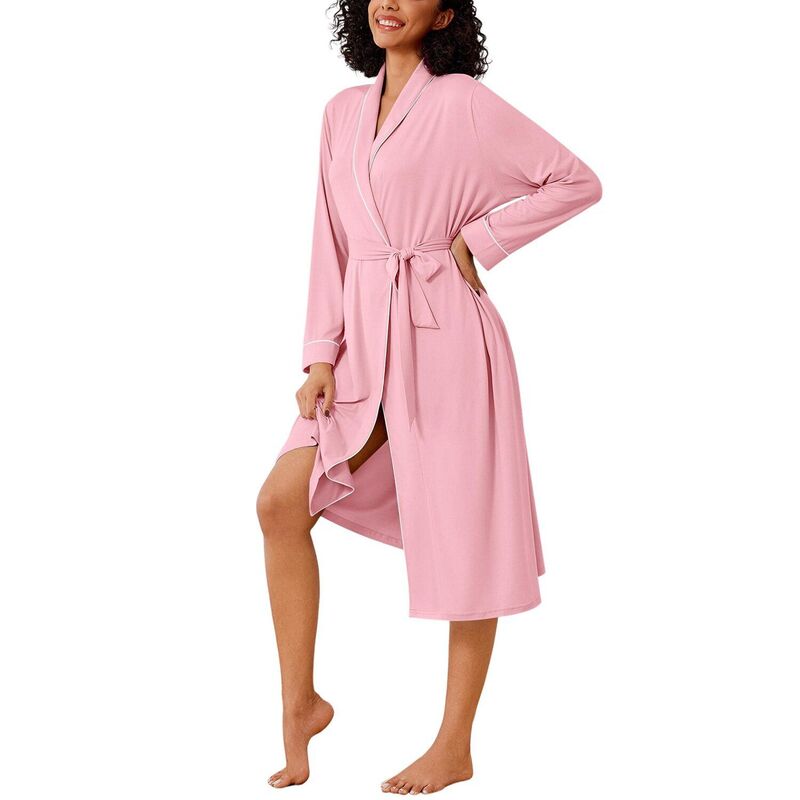 エコアー レディース アンダーウェア ナイトウェア ニット Ekouaer Kimono Robes for Women Long Lightweight Knit Bathrobe Shawl Soft Sleepwear Casualadies Pink ピンク｜ReVida 店