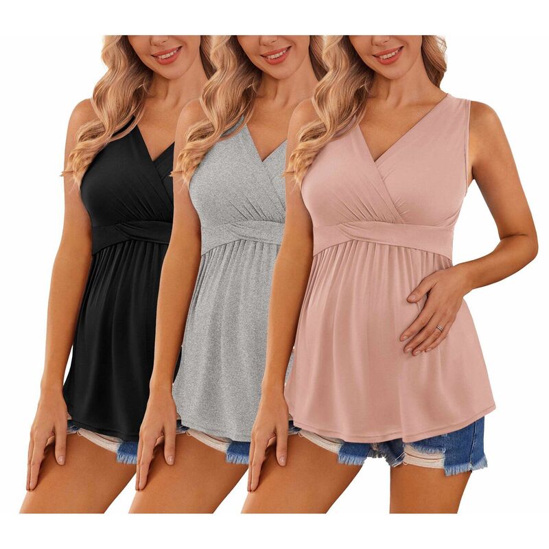 エコアー レディース トップス プルオーバー マタニティ Ekouaer Women\u0027s Maternity Nursing Top for Pregnancy and Postpartum Black Grey Pink 黒いこと