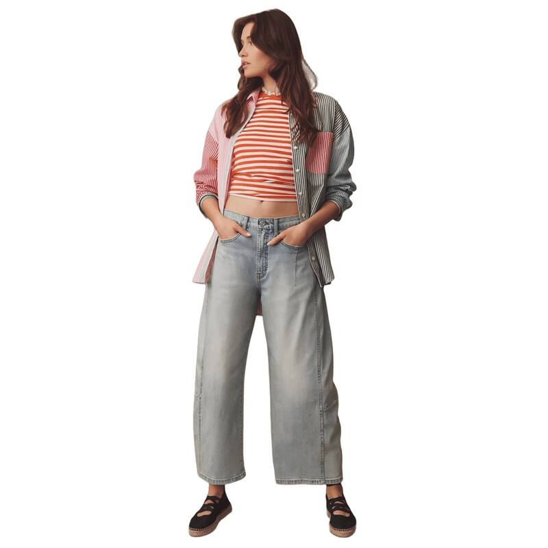 コジョイン レディース ボトムス ジーンズズボン下 ワイドレッグ デニム Kojooin Women Casual Wide Leg Jeanstretch Button Loose Denim Pants Light Blue 青色