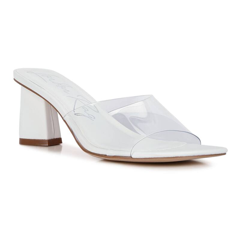 ロンドンラグ レディース シューズ パンプス サンダル ヒール London Rag Eugnie Women's Block Heeled Slide Sandals White ホワイト｜ReVida 店