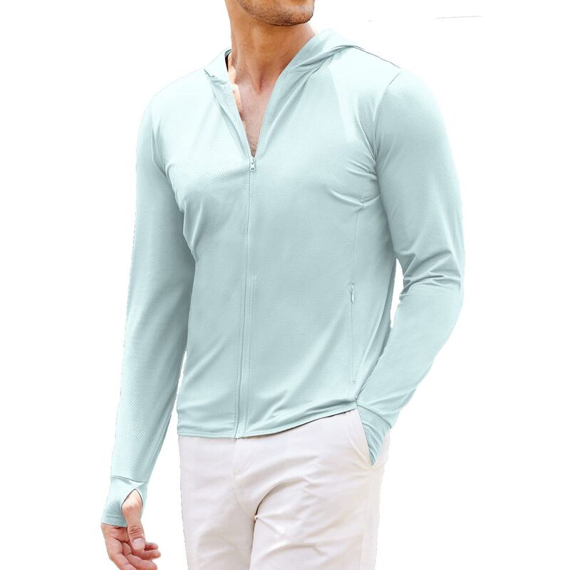 クーファンディ レディース アウター ジャケット・ブルゾン パーカー COOFANDY Men' Full Zip Lightweight Hoodies UPF 50 Sun Protection Jacket with Pockets Long Sleeve Clear Blue ブルー｜ReVida 店